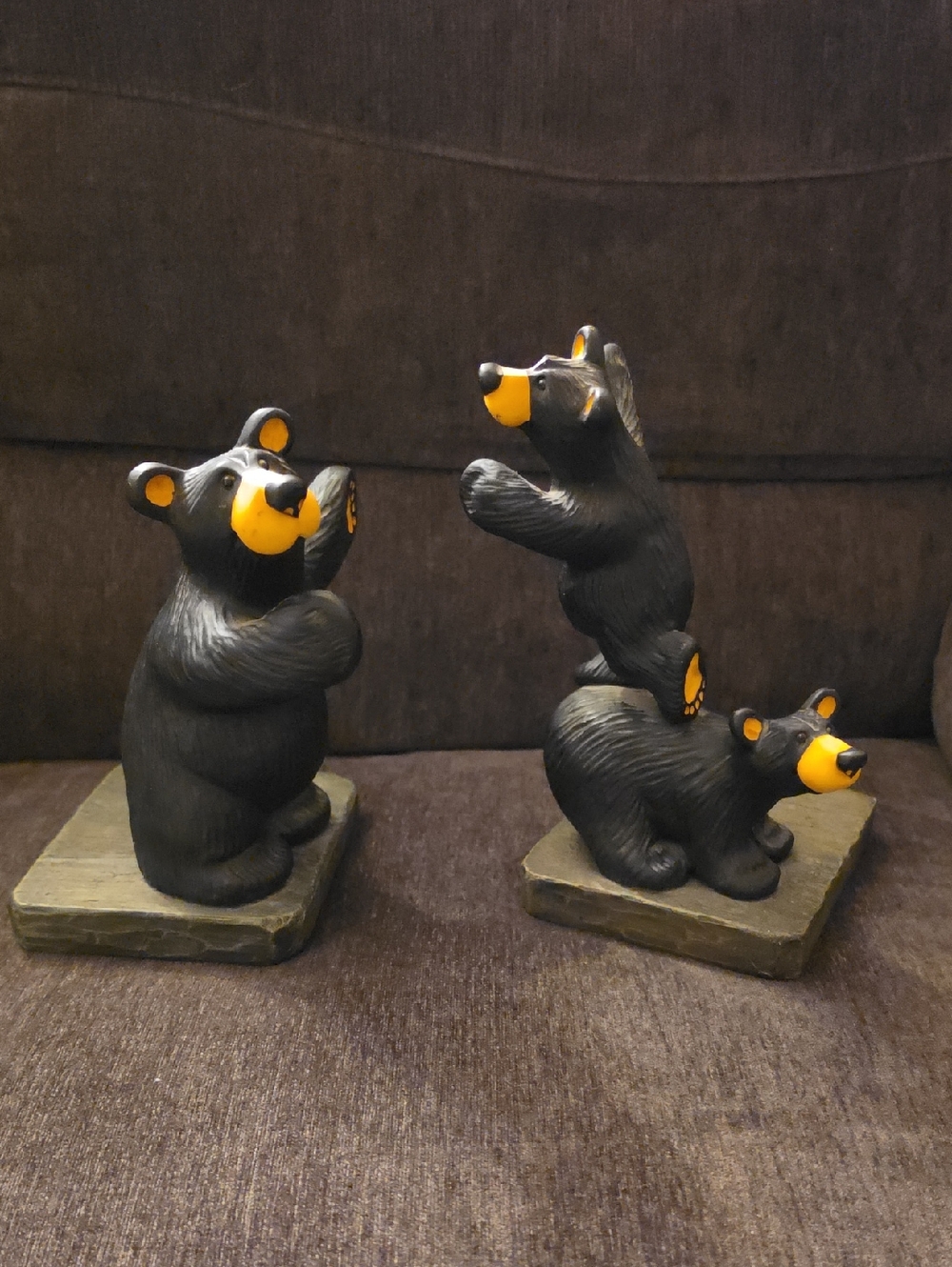 Blue Sky Carvers- Jeff Fleming Bearfoots "Trilogy" Black Bear Figurines/Bookends